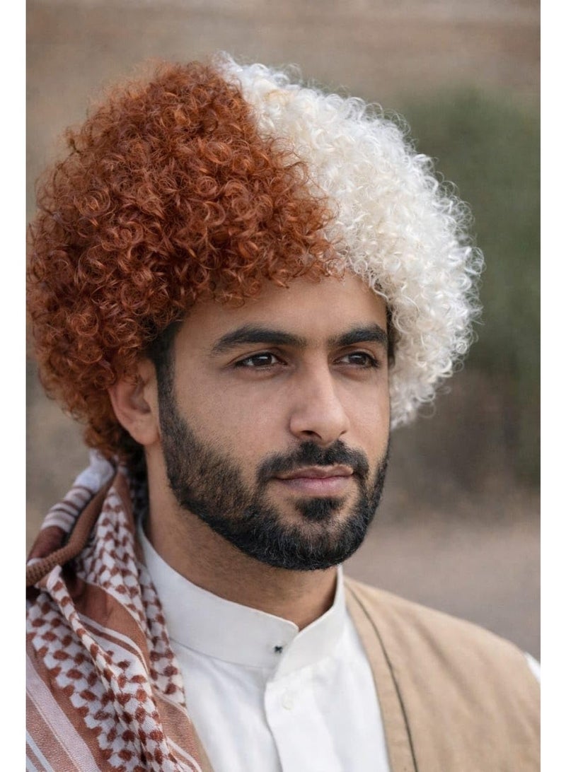 Saudi Founding Day Celebration Wig – Heritage‑Inspired Curly Costume Hairpiece in Dual‑Tone Traditional Colors for Cultural Events, National Day Outfits, and Festive Performances.” - Image 3